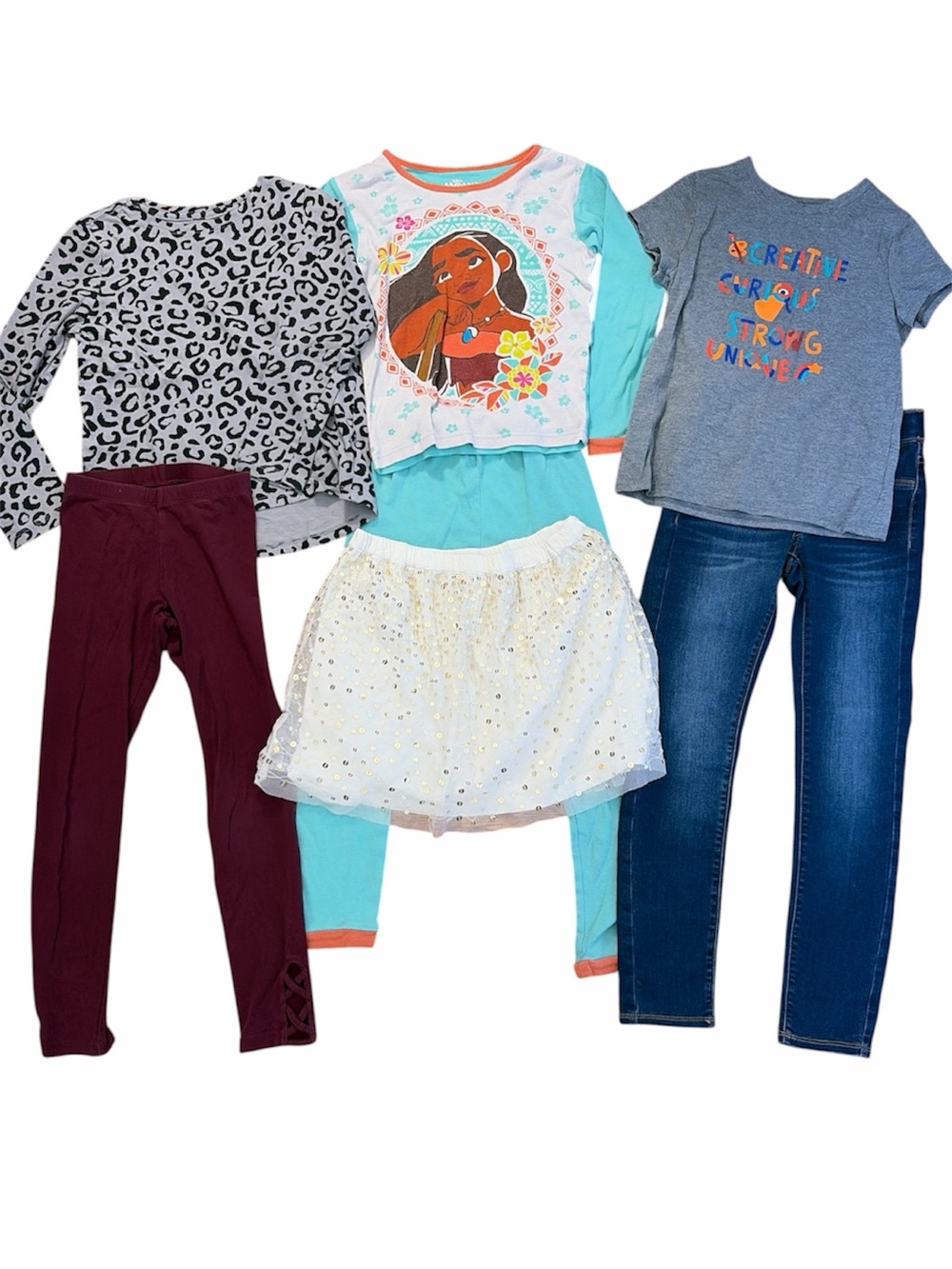Kids Mixed Tops & Bottoms Set - Teal, Gray, Burgundy, White